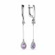 Серебряные серьги АЛЬКОР 02-3306/00АМ-00 с фианитом и аметистом