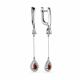 Серебряные серьги АЛЬКОР 02-3306/00ГР-00 с фианитом и гранатом