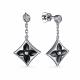 Серебряные серьги АЛЬКОР 02-3361/000Б-00 с бриллиантом и эмалью