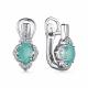 Серебряные серьги АЛЬКОР 02-3687/00МА-00 с фианитом и агатом