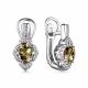 Серебряные серьги АЛЬКОР 02-3687/00СТ-00 с фианитом и султанитом