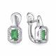 Серебряные серьги АЛЬКОР 02-3973/00АГ-00 с фианитом и агатом