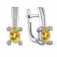 Серебряные серьги АЛЬКОР 02-4003/00ЦТ-00 с фианитом и цитрином
