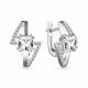 Серебряные серьги АЛЬКОР 02-4059/00ГХ-00 с фианитом и горным хрусталём
