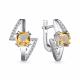 Серебряные серьги АЛЬКОР 02-4059/00ЦТ-00 с фианитом и цитрином