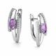 Серебряные серьги АЛЬКОР 02-4289/00АМ-00 с фианитом и аметистом