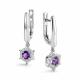 Серебряные серьги АЛЬКОР 02-4290/00АМ-00 с фианитом и аметистом
