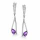Серебряные серьги АЛЬКОР 02-4291/00АМ-00 с фианитом и аметистом