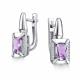 Серебряные серьги АЛЬКОР 02-4358/00АМ-00 с фианитом и аметистом