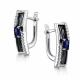 Серебряные серьги АЛЬКОР 02-4361/0ГТС-17 с фианитом и гидротермальным сапфиром