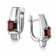 Серебряные серьги АЛЬКОР 02-4419/00ГР-00 с фианитом и гранатом