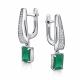 Серебряные серьги АЛЬКОР 02-4421/00АГ-00 с фианитом и агатом
