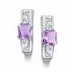 Серебряные серьги АЛЬКОР 02-4464/00АМ-00 с фианитом и аметистом