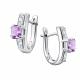 Серебряные серьги АЛЬКОР 02-4464/00АМ-00 с фианитом и аметистом