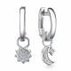 Серебряные серьги АЛЬКОР 02-4492/00КЦ-00 с фианитом
