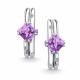 Серебряные серьги АЛЬКОР 02-4680/БРАМ-00 с аметистом и бриллиантом