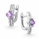 Серебряные серьги АЛЬКОР 02-4680/БРАМ-00 с аметистом и бриллиантом