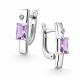 Серебряные серьги АЛЬКОР 02-4681/БРАМ-00 с аметистом и бриллиантом
