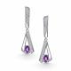 Серебряные серьги АЛЬКОР 02-4723/00АМ-00 с фианитом и аметистом