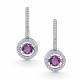 Серебряные серьги АЛЬКОР 02-4751/00АМ-00 с фианитом и аметистом