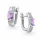 Серебряные серьги АЛЬКОР 02-4850/00АМ-00 с фианитом и аметистом