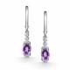 Серебряные серьги АЛЬКОР 02-4852/00АМ-00 с фианитом и аметистом