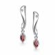 Серебряные серьги АЛЬКОР 02-5025/БРГР-00 с бриллиантом и гранатом