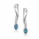 Серебряные серьги АЛЬКОР 02-5025/БРТЛ-00 с бриллиантом и Лондон топазом