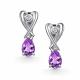 Серебряные серьги АЛЬКОР 02-5026/БРАМ-00 с аметистом и бриллиантом