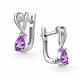 Серебряные серьги АЛЬКОР 02-5026/БРАМ-00 с аметистом и бриллиантом