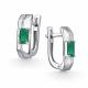 Серебряные серьги АЛЬКОР 02-5027/БРАГ-00 с бриллиантом и агатом