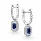 Серебряные серьги АЛЬКОР 02-5029/0ГТС-00 с фианитом и гидротермальным сапфиром