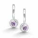 Серебряные серьги АЛЬКОР 02-5157/00АМ-00 с фианитом и аметистом