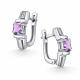 Серебряные серьги АЛЬКОР 02-5158/00АМ-00 с фианитом и аметистом