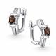 Серебряные серьги АЛЬКОР 02-5158/00РТ-00 с фианитом и раухтопазом