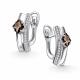 Серебряные серьги АЛЬКОР 02-5169/00РТ-00 с фианитом и раухтопазом