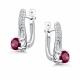 Серебряные серьги АЛЬКОР 02-5183/000Р-00 с фианитом и рубином
