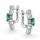 Серебряные серьги АЛЬКОР 02-5186/000И-00 с фианитом и изумрудом