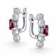 Серебряные серьги АЛЬКОР 02-5186/000Р-00 с фианитом и рубином