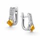 Серебряные серьги АЛЬКОР 02-5460/00ЦТ-00 с фианитом и цитрином