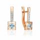 Золотые серьги Platina 02-5642-00-207-1110 с топазом и фианитом