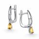 Серебряные серьги АЛЬКОР 02-5784/00ЦТ-00 с цитрином