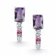 Серебряные серьги АЛЬКОР 02-5877/00АМ-00 с фианитом и аметистом