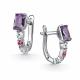 Серебряные серьги АЛЬКОР 02-5877/00АМ-00 с фианитом и аметистом