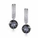 Серебряные серьги АЛЬКОР 02-5998/0ЧГХ-00 с фианитом и горным хрусталём