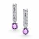 Серебряные серьги АЛЬКОР 02-6001/00АМ-00 с фианитом и аметистом
