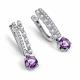 Серебряные серьги АЛЬКОР 02-6001/00АМ-00 с фианитом и аметистом