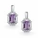 Серебряные серьги АЛЬКОР 02-6020/00АМ-00 с фианитом и аметистом