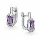 Серебряные серьги АЛЬКОР 02-6020/00АМ-00 с фианитом и аметистом
