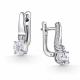Серебряные серьги АЛЬКОР 02-6021/00ГХ-00 с фианитом и горным хрусталём